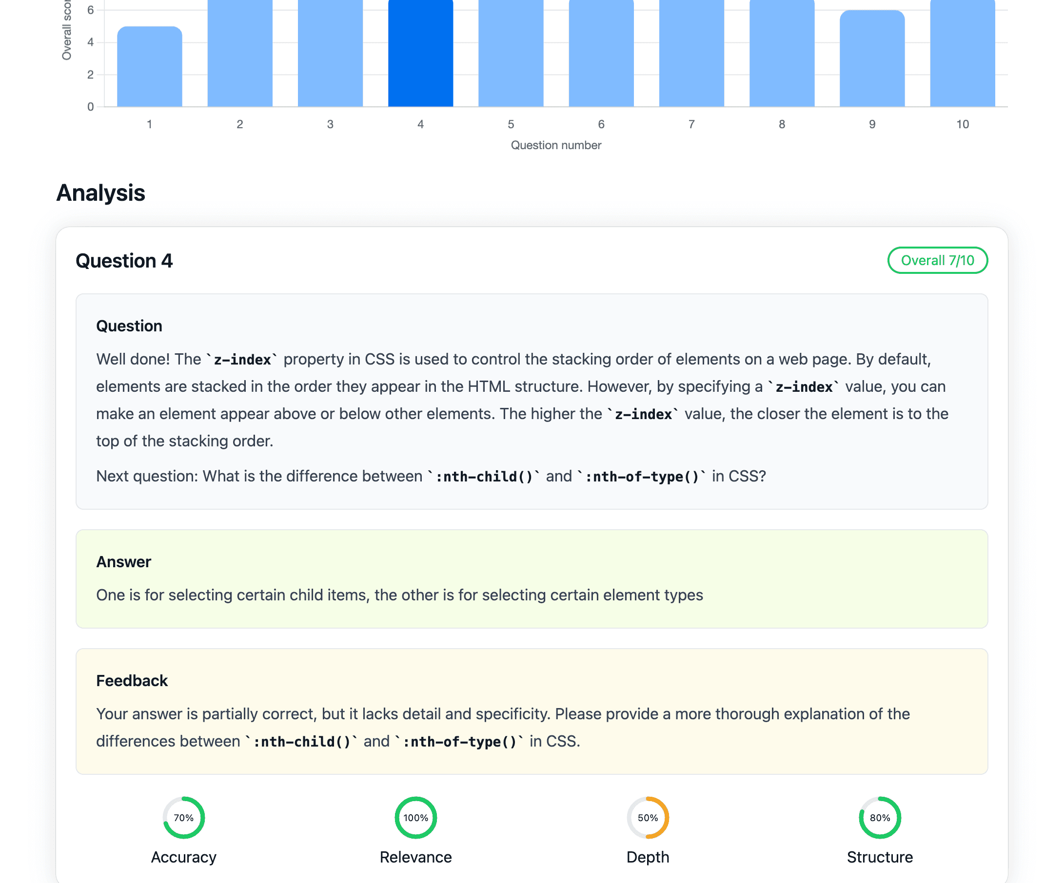 'Interview analysis' screenshot