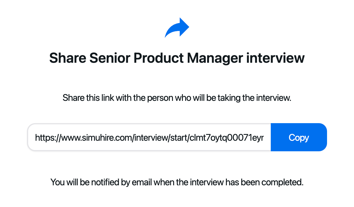 'Share interview' screenshot